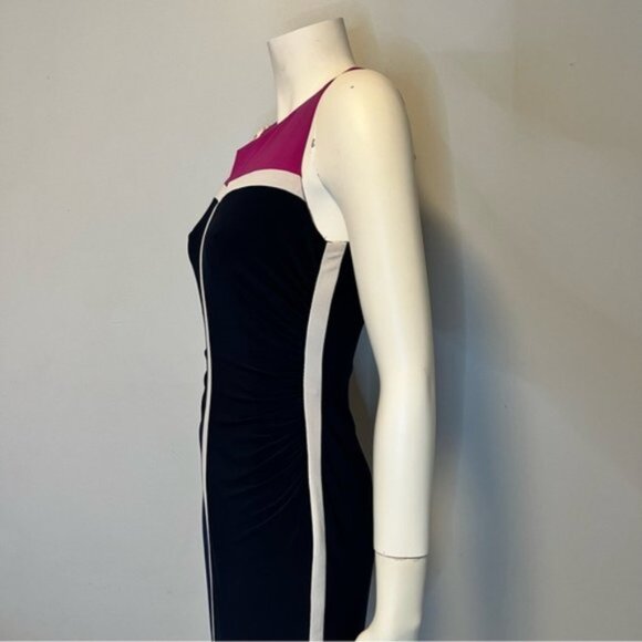 Ralph Lauren ColorBlock Sleeveless Sheath Dress in Navy Blue and Hot Pink - Picture 5 of 12
